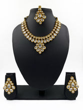 Traditional Gold Plated Kundan Necklace Set With Tikka Kundan Necklace Sets